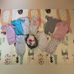 0-6 month sleepers, hats, mittens